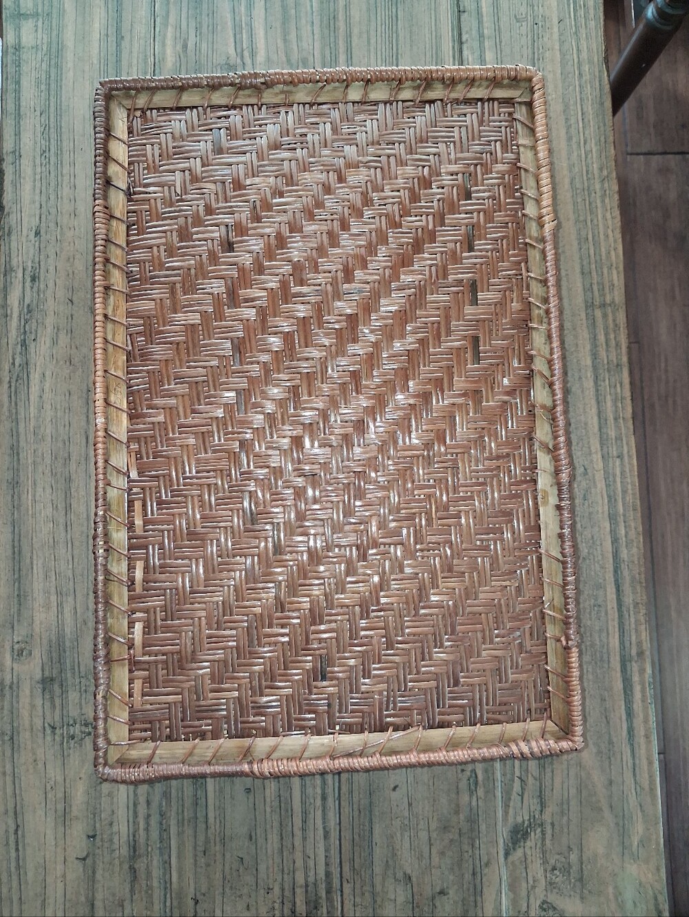 Vintage Woven Rattan Tray - Picture 3 of 5